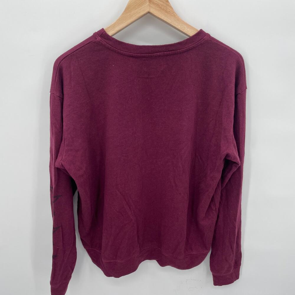SUNDRY Evereve Varsity Star Pullover Crewneck Sweatshirt in Burgundy // M - Picture 6 of 9